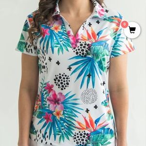 Tropical Print Women's Polo Golf Shirt